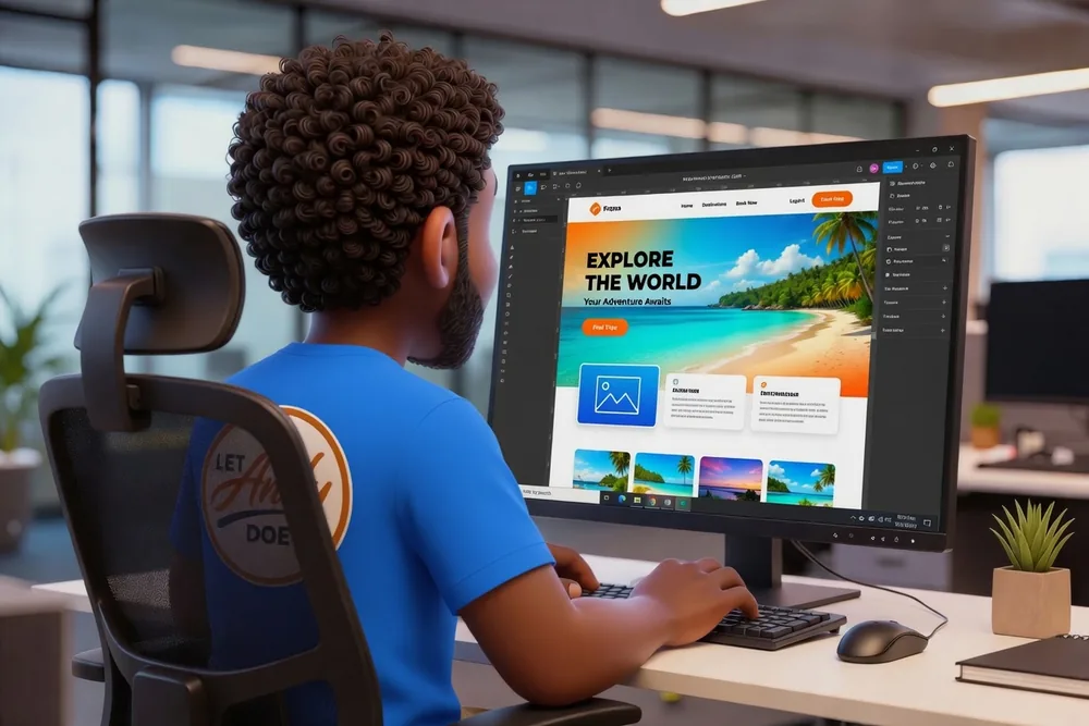 Website design on laptop and phone screens